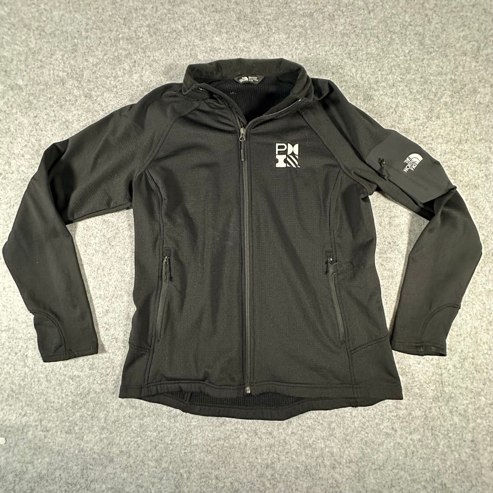 The North Face Fleece Jacket Mens XL Black Full Zip Grid Tech Pocket PMI